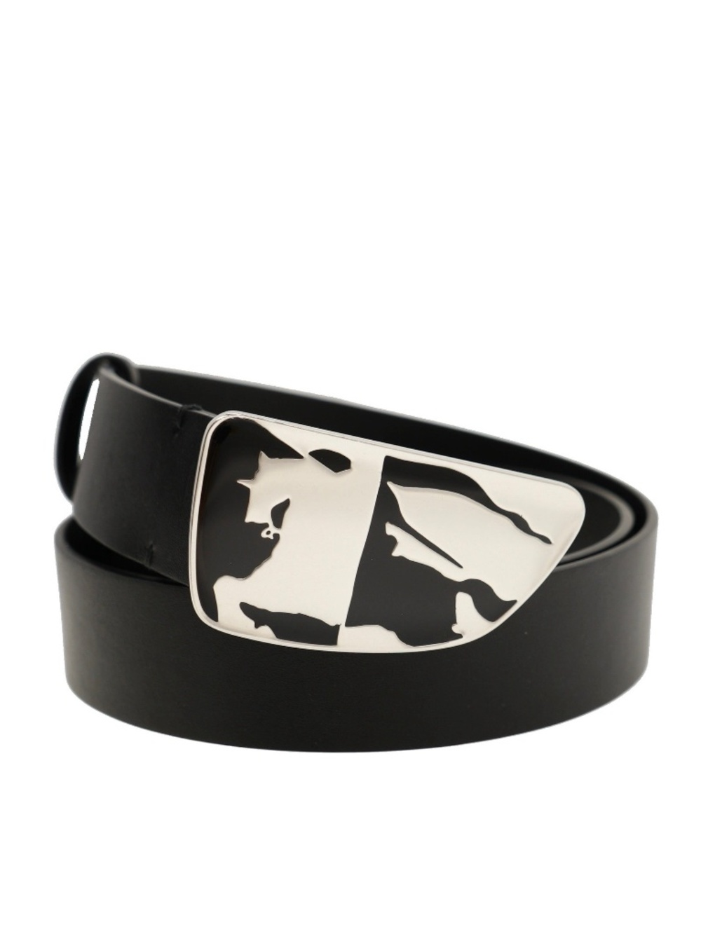 Burberry Shield Split EKD Plaque Belt Black Leather Size 105 / 42 New